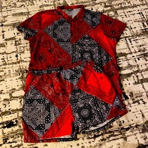 Boohoo man bandana print swim set men’s Sz 3xl